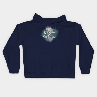 Elegant 'Ocean Waves' Typography Kids Hoodie